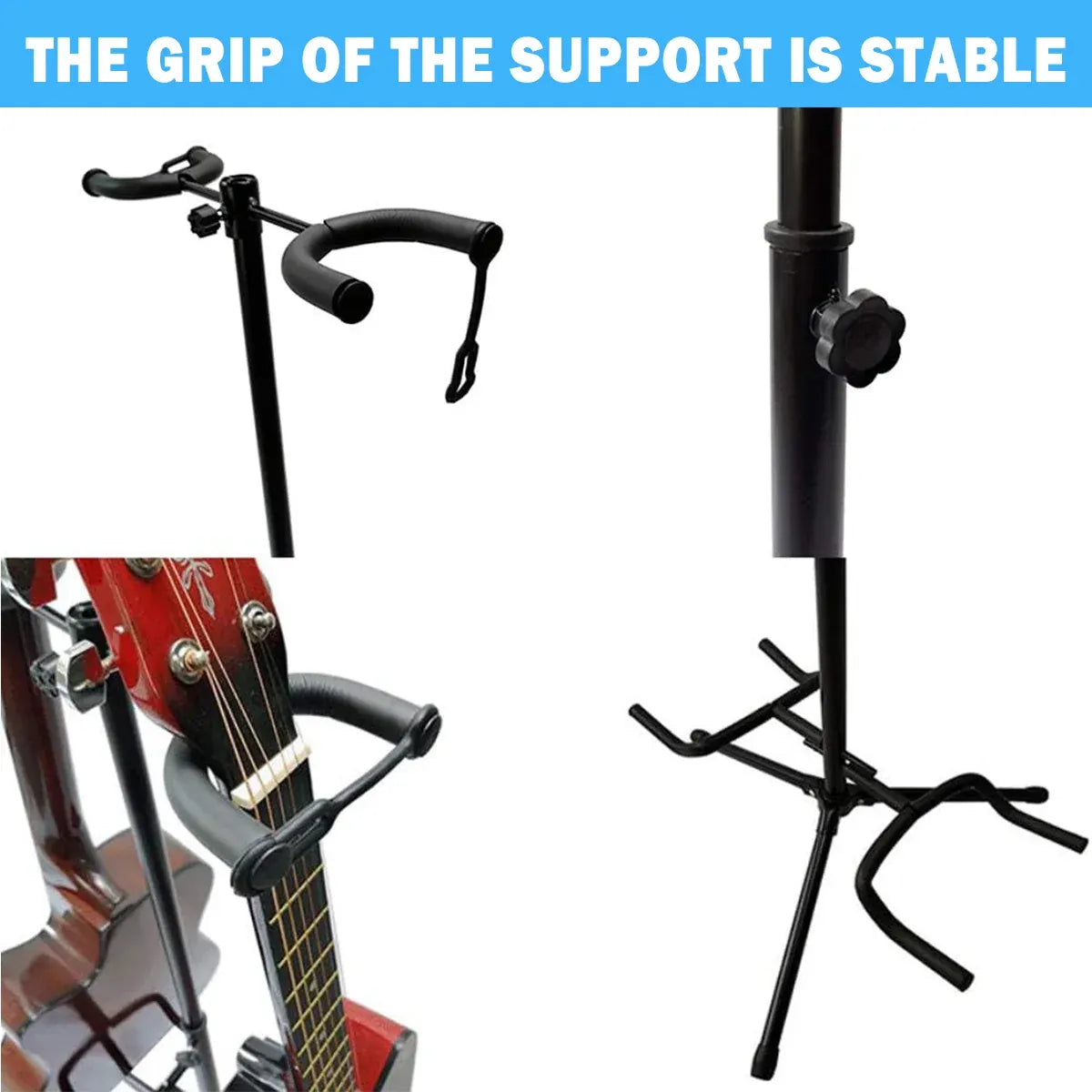 2/3Head Guitar Stand with Height Adjustment Foldable Holder Guitar Stand Bass - Dual-vertical type