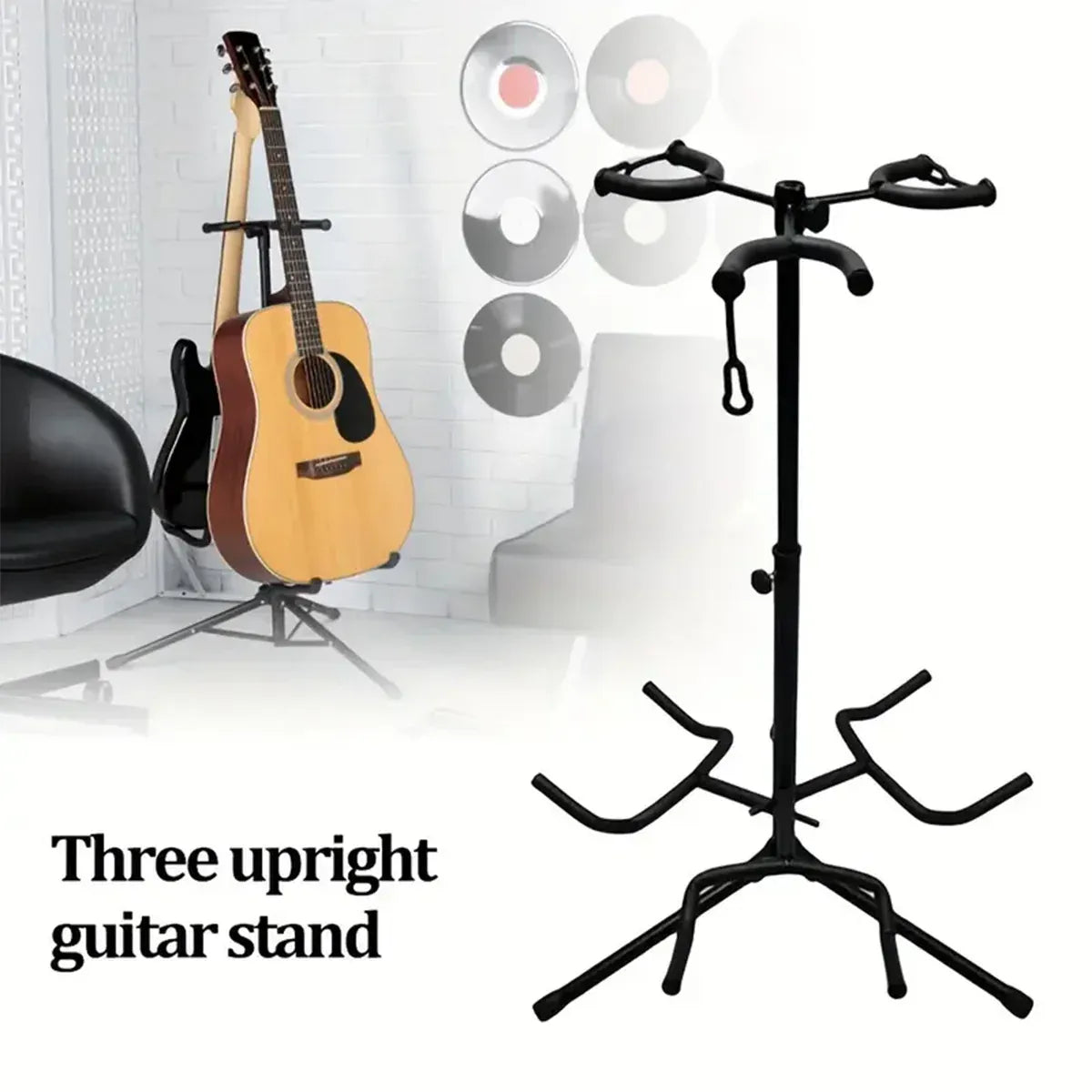 2/3Head Guitar Stand with Height Adjustment Foldable Holder Guitar Stand Bass - Dual-vertical type