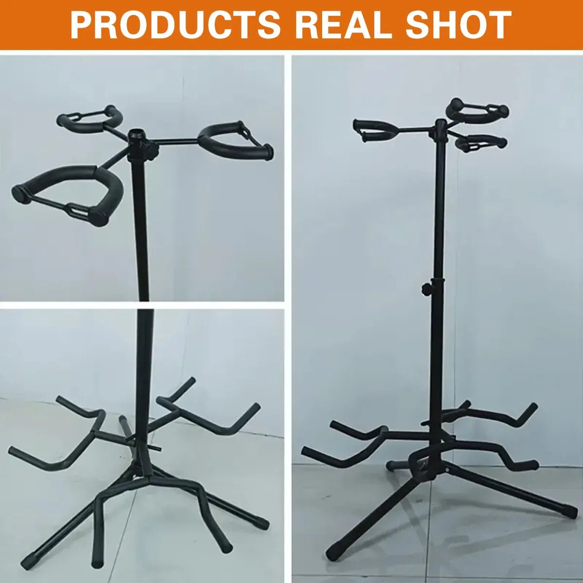 2/3Head Guitar Stand with Height Adjustment Foldable Holder Guitar Stand Bass - Dual-vertical type