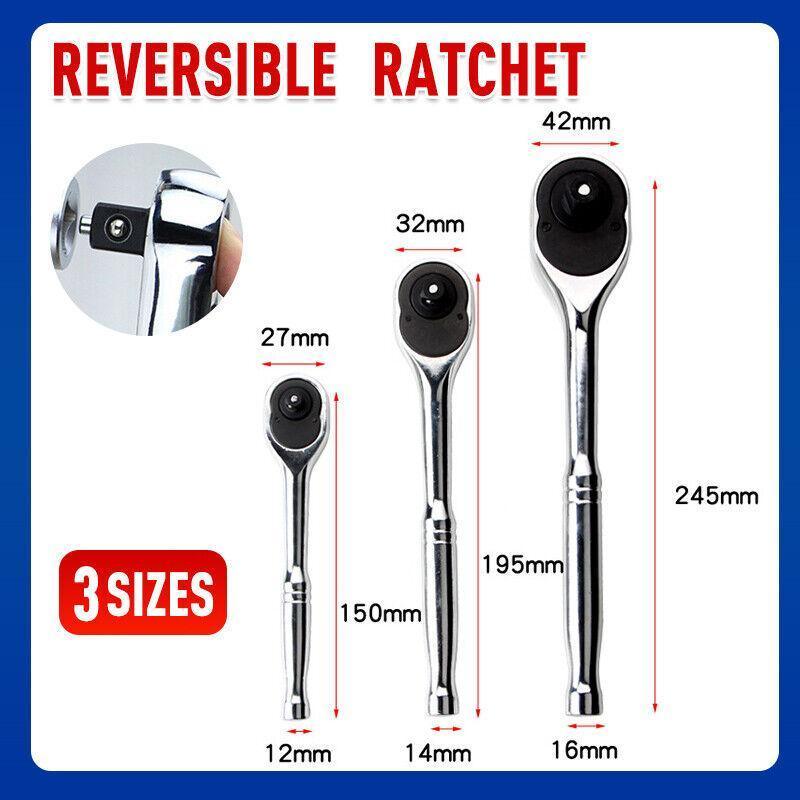 Quick Release Ratchet Handle 1/4 inch 3/8 inch 1/2 inch Drive Reversible