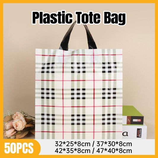 50x Reusable Plastic Tote Bag Eco Friendly Shopping Bags Durable