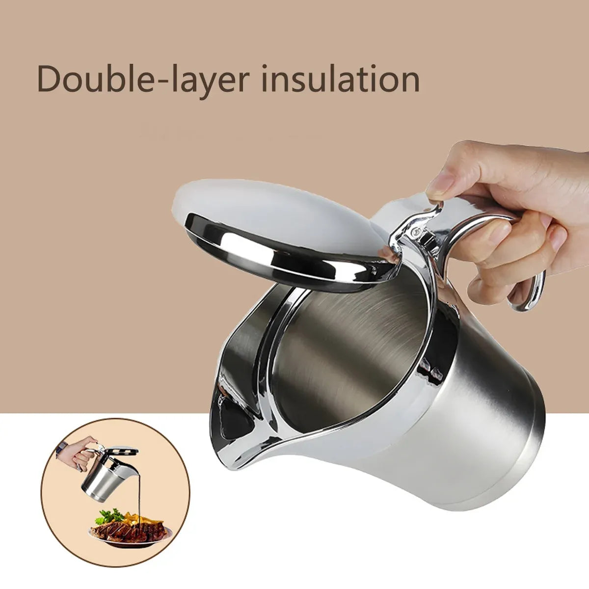 Stainless Steel Steak Sauce Pot Sauce Seasoning Pot Small for Gravy Kitchen - 750ml