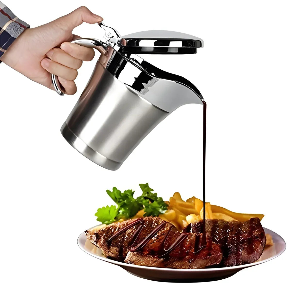Stainless Steel Steak Sauce Pot Sauce Seasoning Pot Small for Gravy Kitchen - 750ml