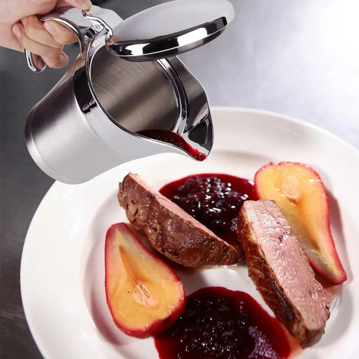 Stainless Steel Steak Sauce Pot Sauce Seasoning Pot Small for Gravy Kitchen - 750ml