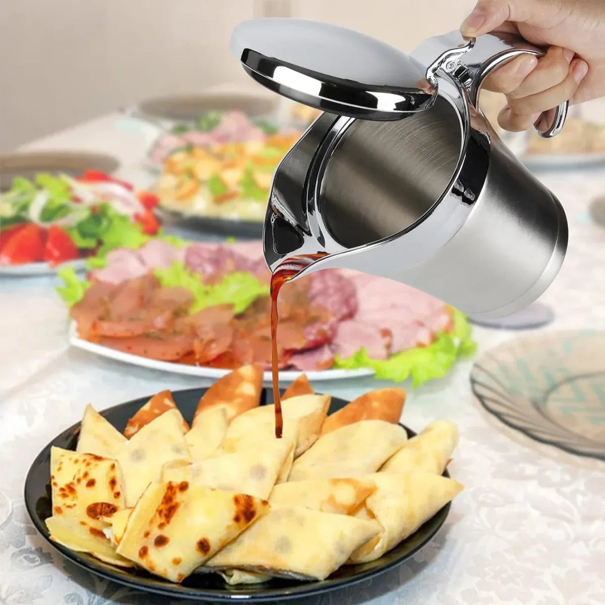 Stainless Steel Steak Sauce Pot Sauce Seasoning Pot Small for Gravy Kitchen - 750ml