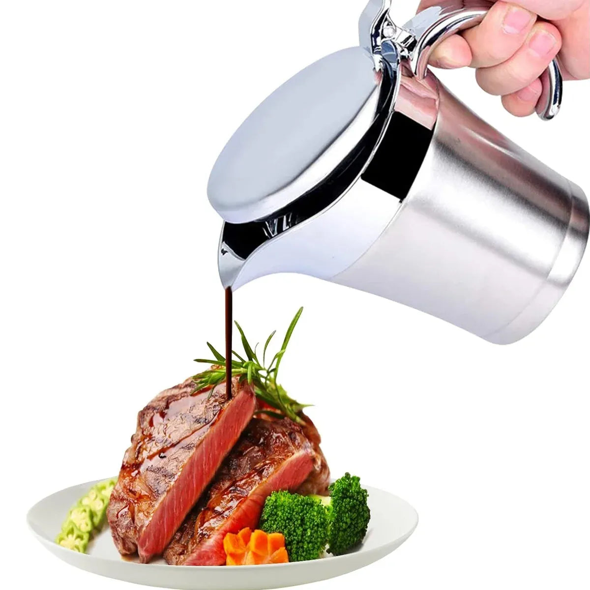 Stainless Steel Steak Sauce Pot Sauce Seasoning Pot Small for Gravy Kitchen - 750ml