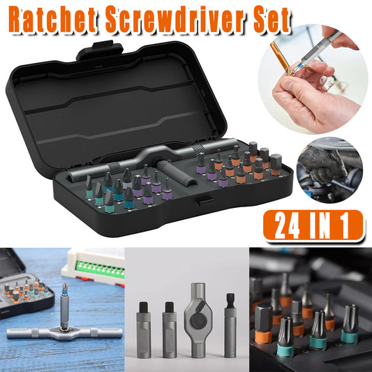 24in1 Ratchet Screwdriver Set Multifunctional Steel Wrench Tool Kit