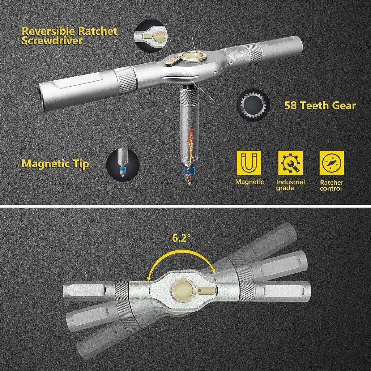 24in1 Ratchet Screwdriver Set Multifunctional Steel Wrench Tool Kit