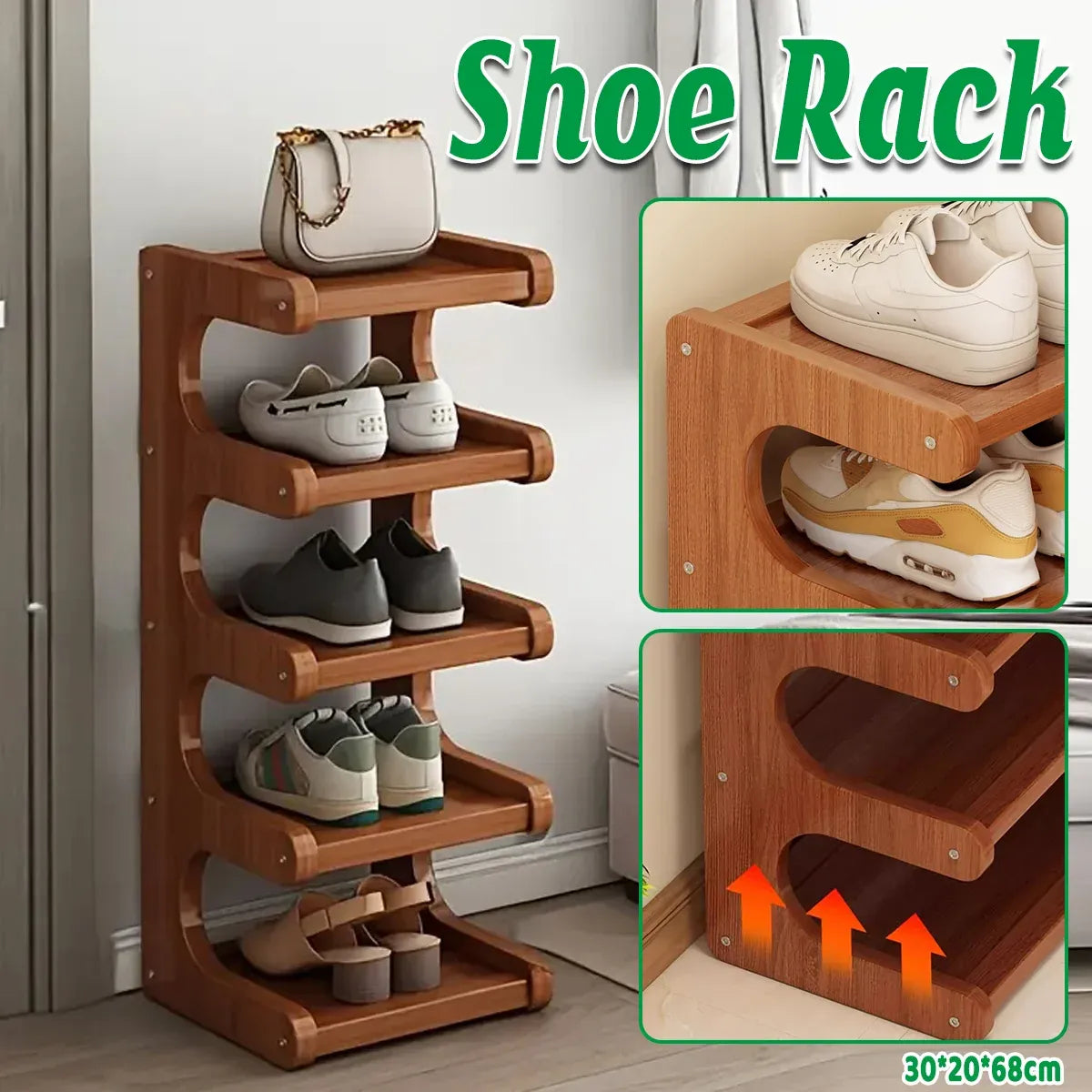 Small 5-Tier Shoe Rack Compact Shoe Storage Dustproof Space Saving Durable