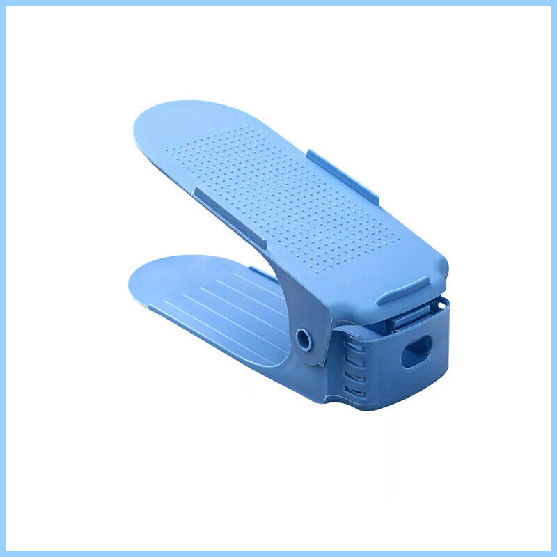 20X Shoe Rack Display Case Box Adjustable Slots - Storage Holder - Blue