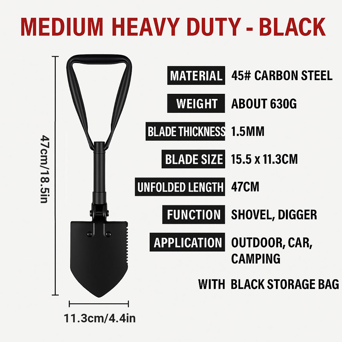 Folding Survival Shovel Outdoor Camping Emergency Tool For Hiking Fishing