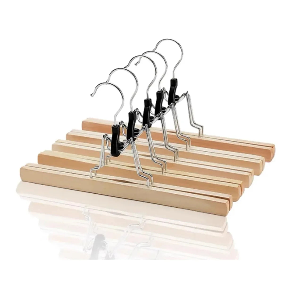5pcs Skirt Clips Wooden Trouser Clips for Closet Wardrobe Clothing Organization - Dark Wood
