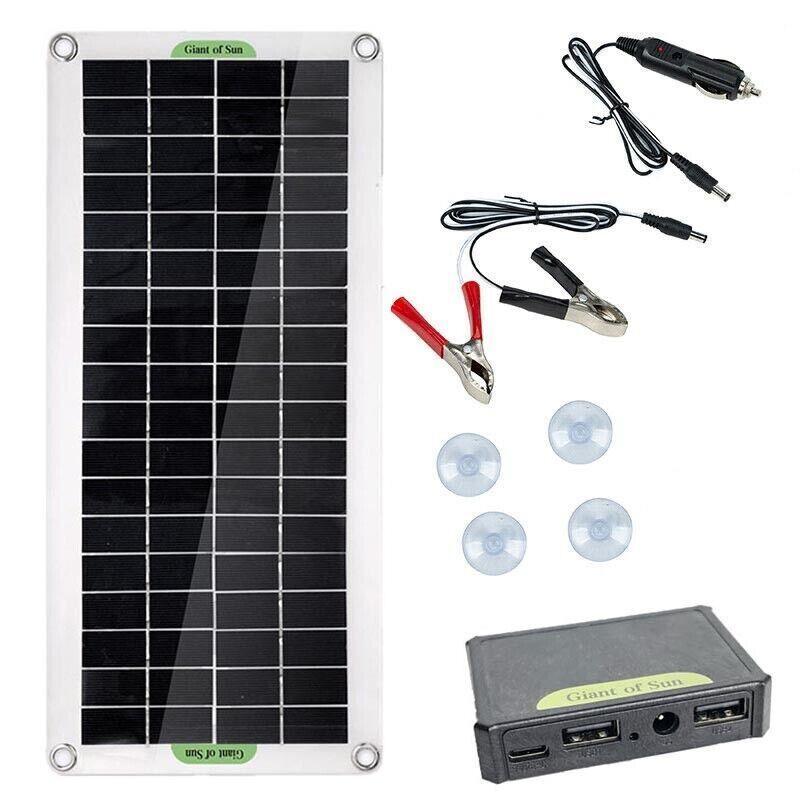 30W Usb Solar Panel Kit Battery Charger Controller Outdoor Camping