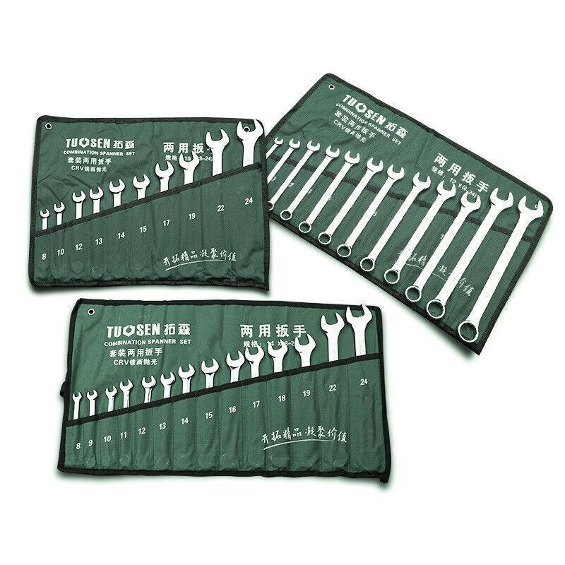 14 Piece Metric Combination Spanner Set with Roll Bag 8mm to 24mm H/D