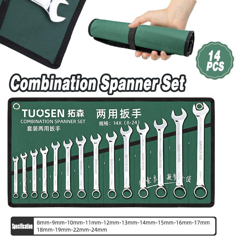 14 Piece Metric Combination Spanner Set with Roll Bag 8mm to 24mm H/D