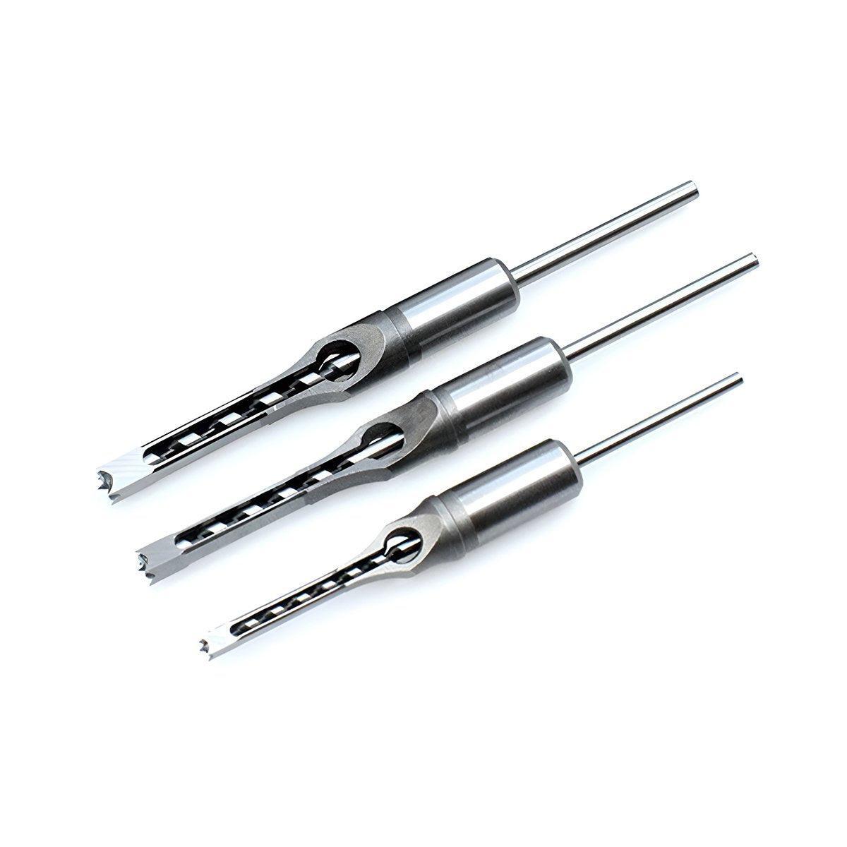 3x Square Hole Mortising Chisel Drill Bit Woodworking Saw Tools