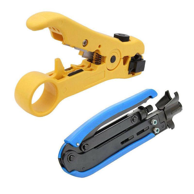 2pcs Coaxial Cable Crimper and Wire Stripper Tool Kit