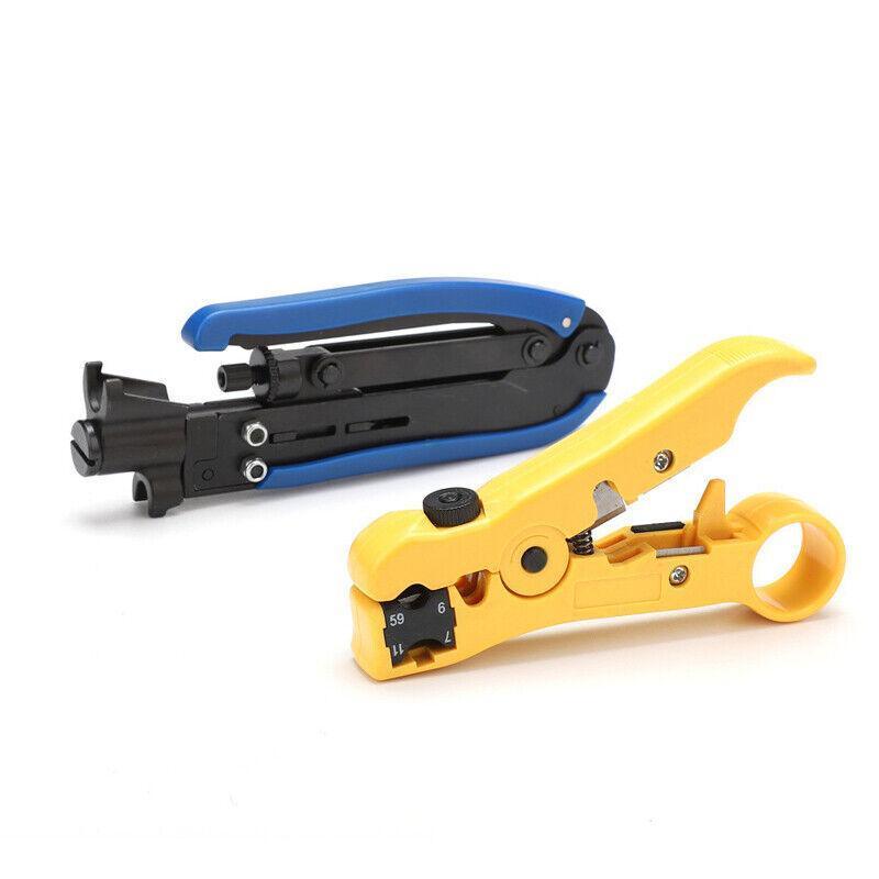 2pcs Coaxial Cable Crimper and Wire Stripper Tool Kit