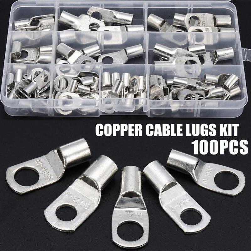 240Pcs 4WD Cable Lug Ring Battery Copper Tube Connector Kits