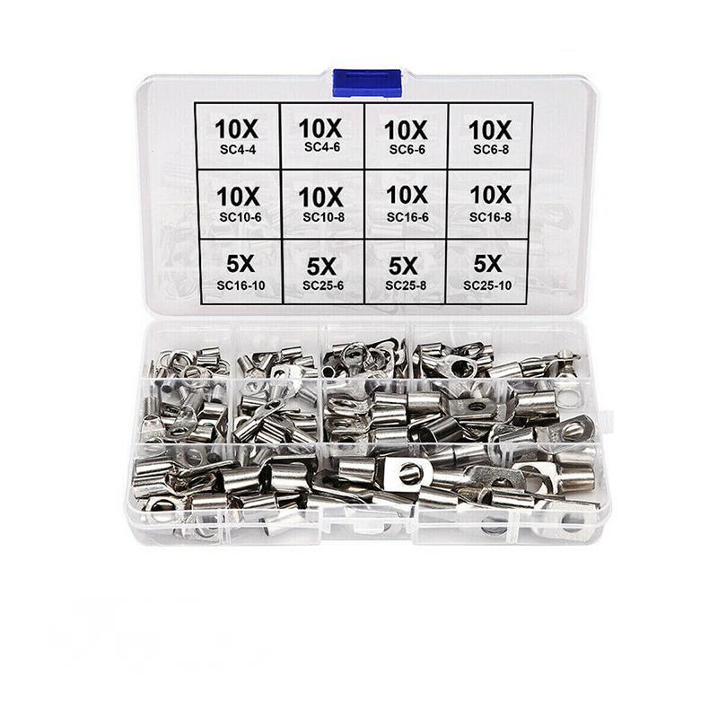 240Pcs 4WD Cable Lug Ring Battery Copper Tube Connector Kits