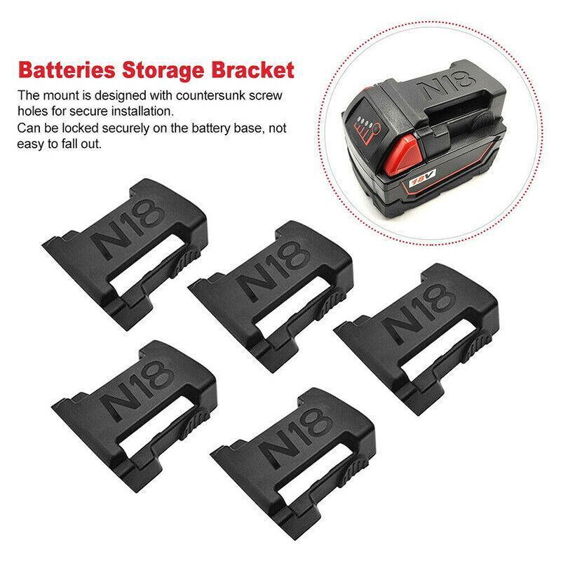 5Pcs Battery Mount Holder Stand For Milwaukee M18 18V Tool Battery Acc.