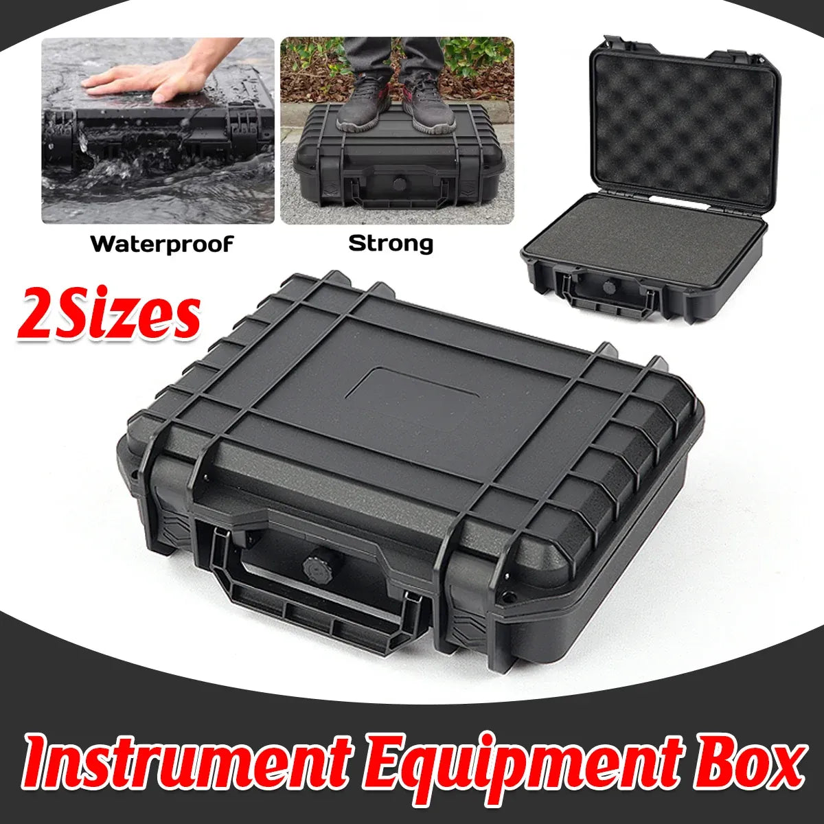 2 Sizes Plastic Equipment Box Portable Power Storage Customized Watch Toolbox - B Large Box