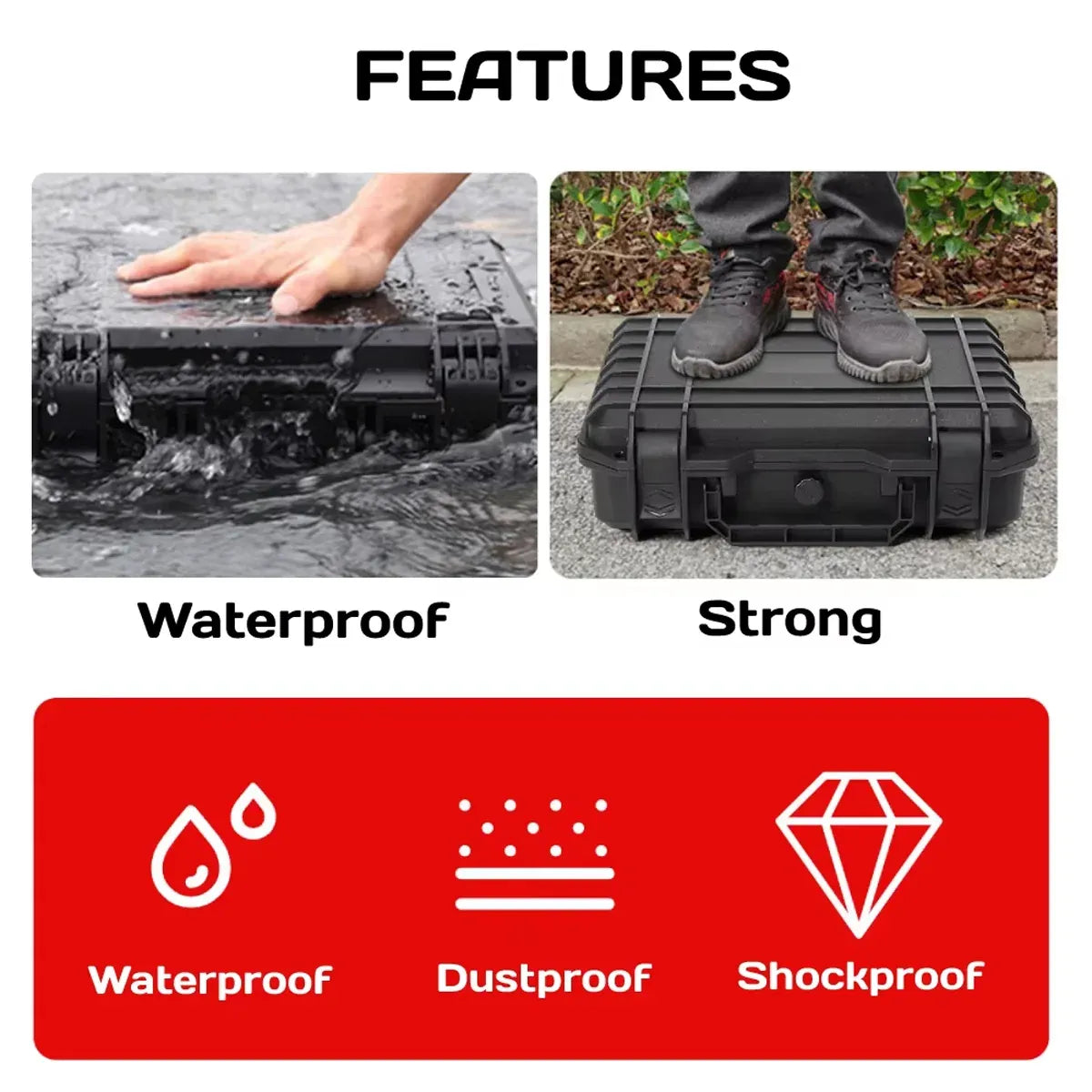 2 Sizes Plastic Equipment Box Portable Power Storage Customized Watch Toolbox - B Large Box