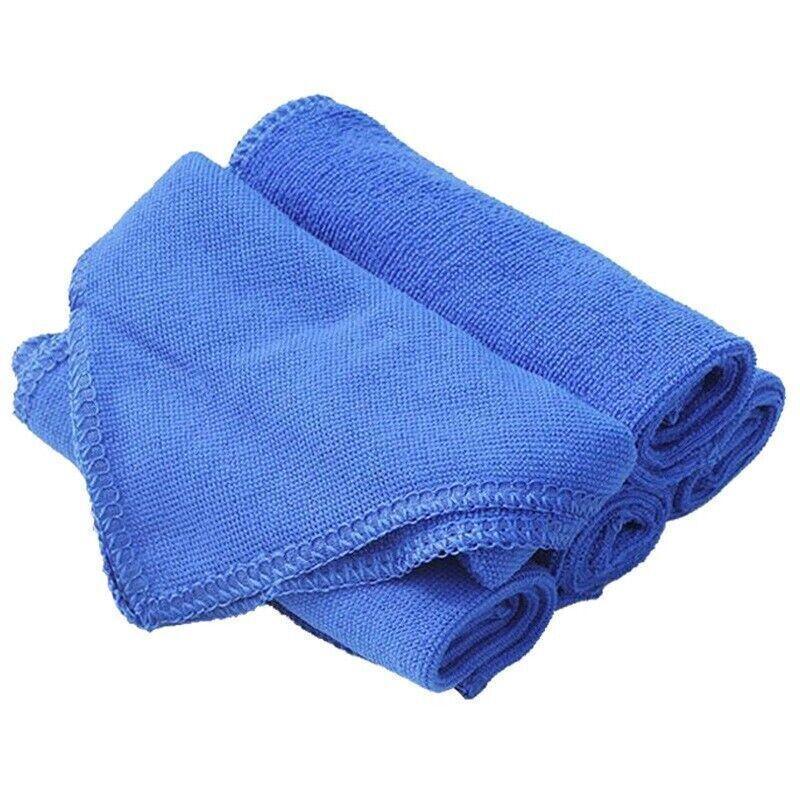 Blue Microfibre Car Cleaning Cloths 30x30cm Wash Dry Polish Towel Set