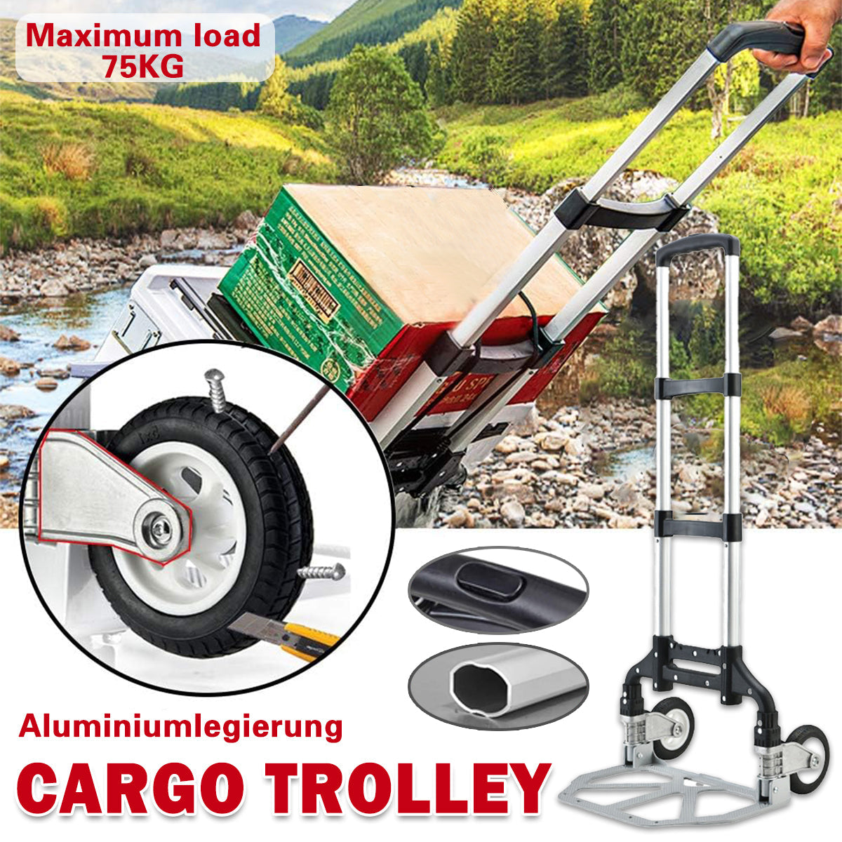 Folding Hand Trolley Cart Heavy Duty Utility Truck Portable Pull Wagon