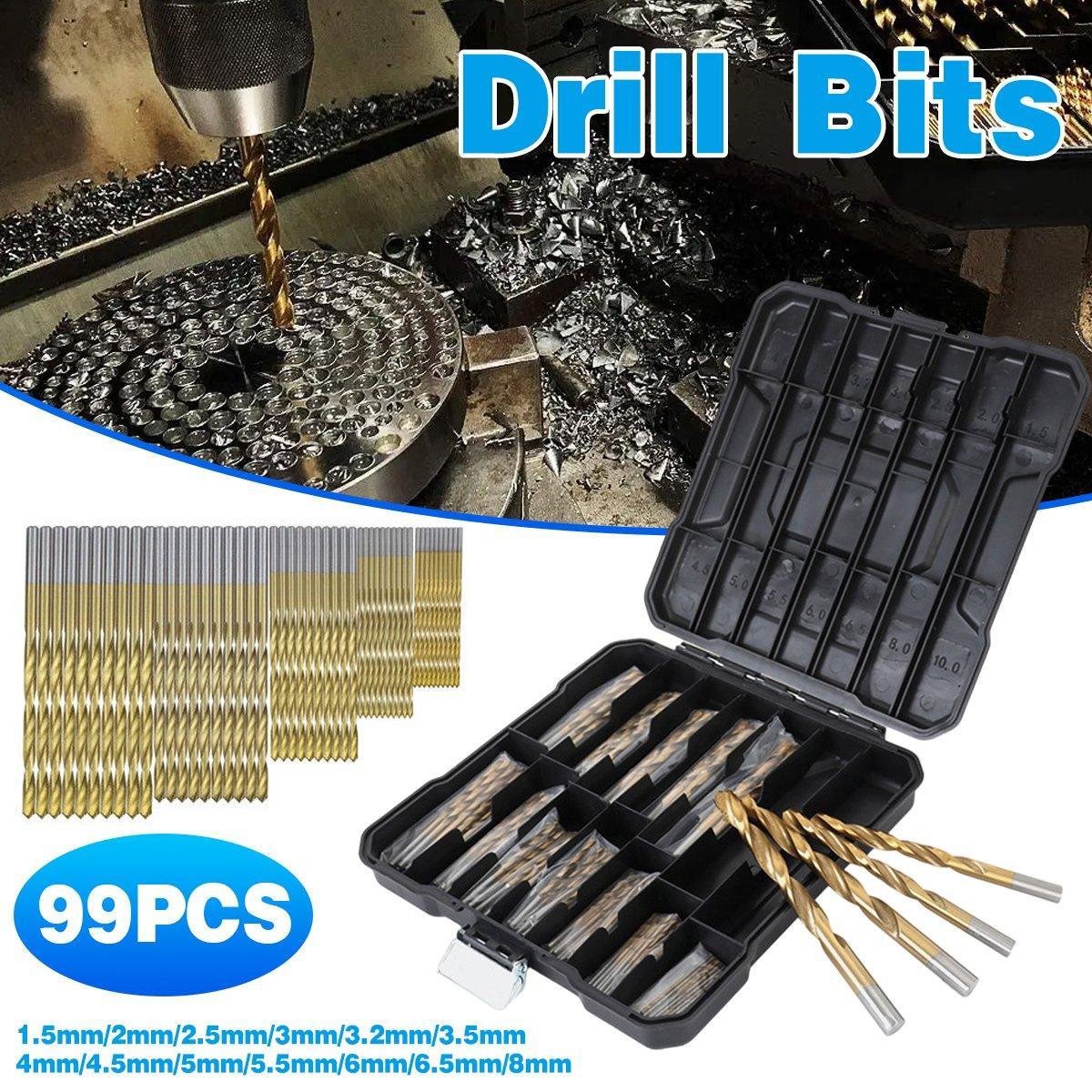 HSS Titanium Drill Bit Tool Set 1.5-8mm Twist Drill For Wood Metal Grooving
