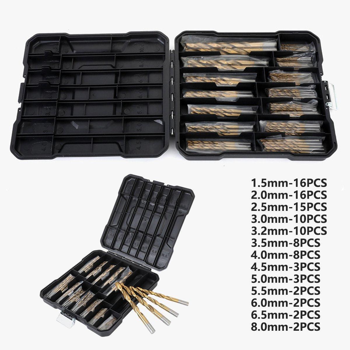 HSS Titanium Drill Bit Tool Set 1.5-8mm Twist Drill For Wood Metal Grooving