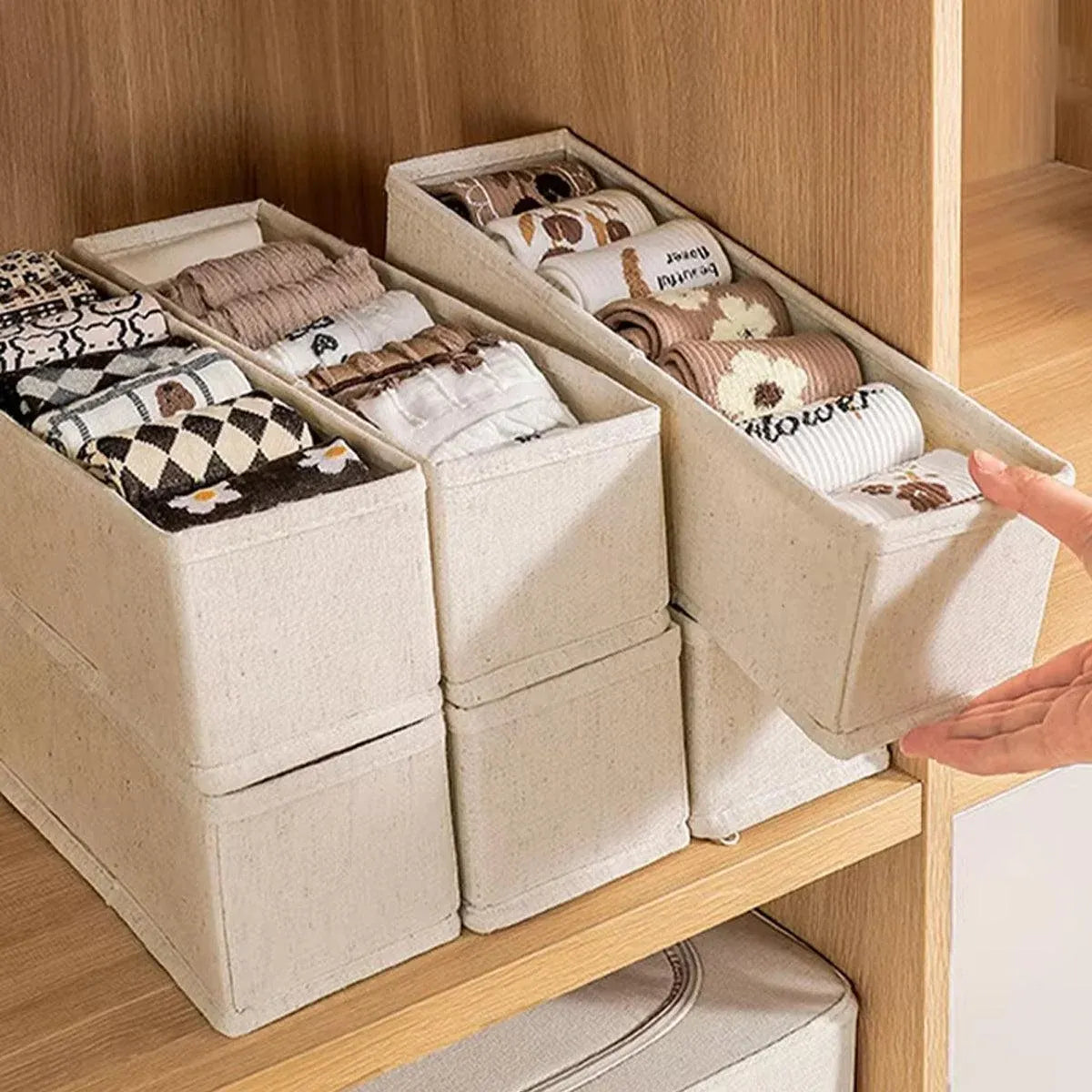 6pcs Foldable Socks Underwear Storage Basket Portable Drawer Organizer Box
