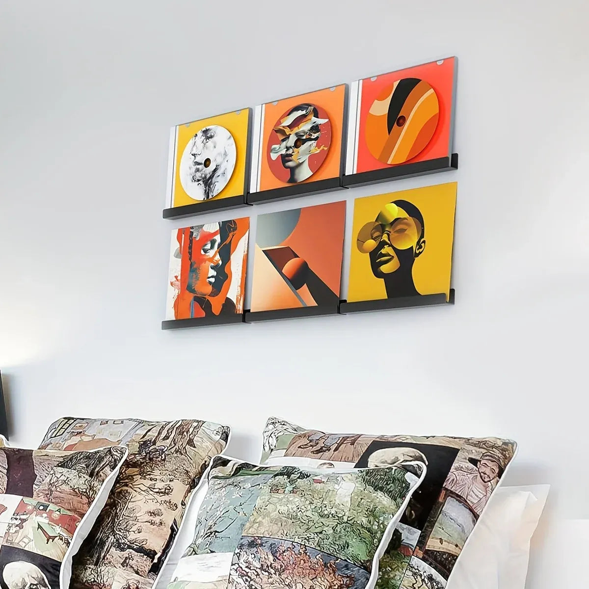 6PCS Wall Mounted Acrylic Vinyl Record Display Stand Durable Acrylic Material