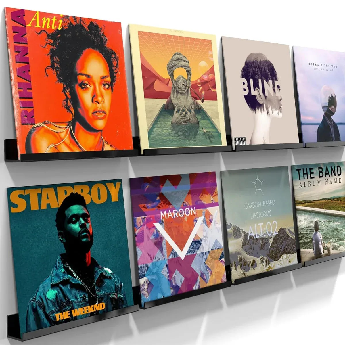 6PCS Wall Mounted Acrylic Vinyl Record Display Stand Durable Acrylic Material