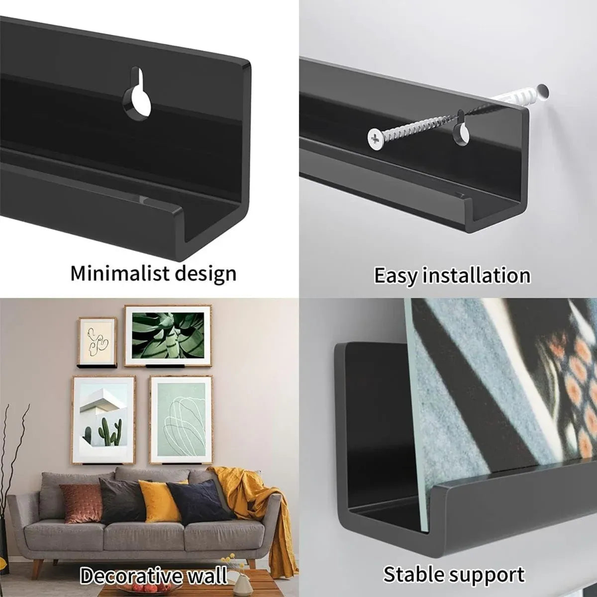 6PCS Wall Mounted Acrylic Vinyl Record Display Stand Durable Acrylic Material