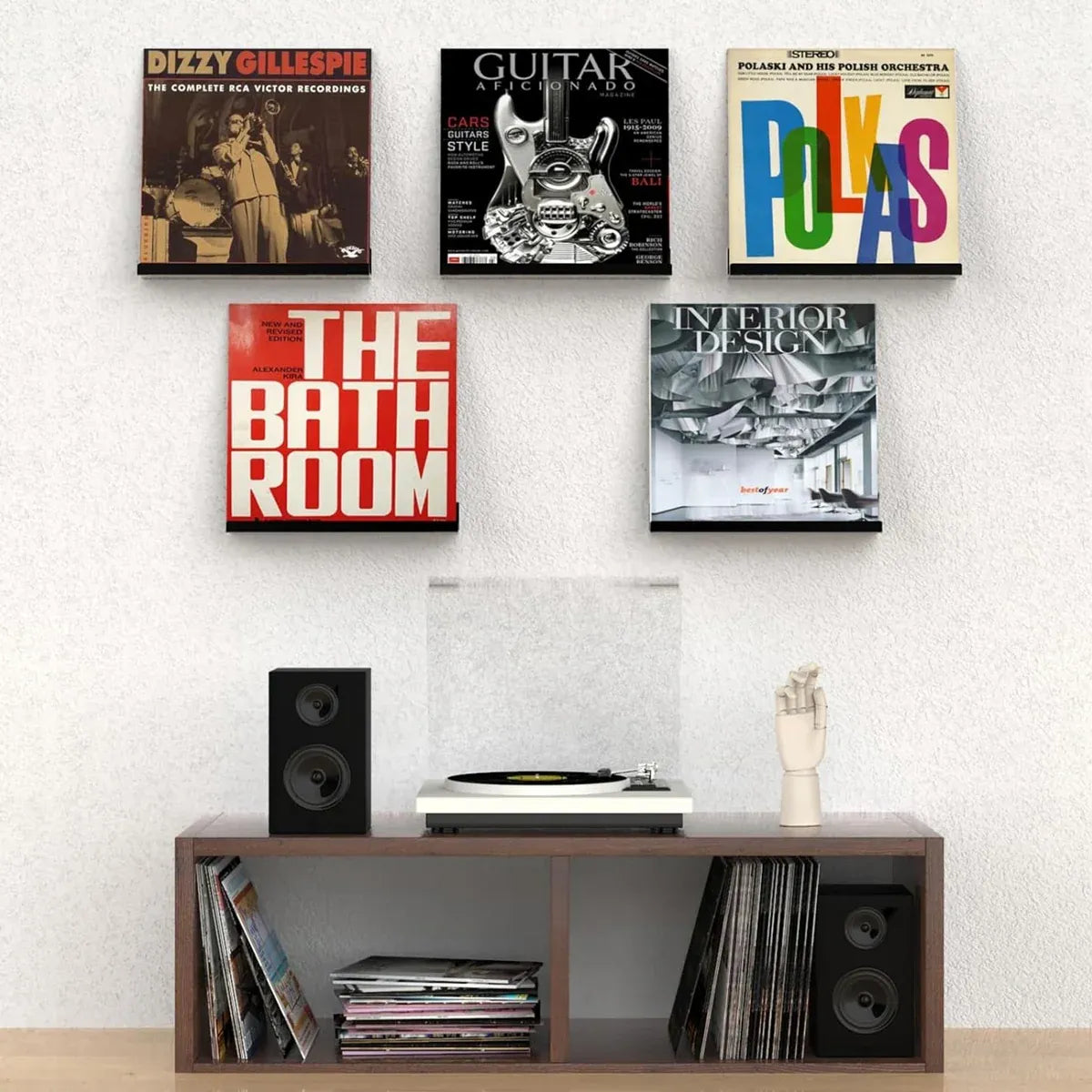 6PCS Wall Mounted Acrylic Vinyl Record Display Stand Durable Acrylic Material