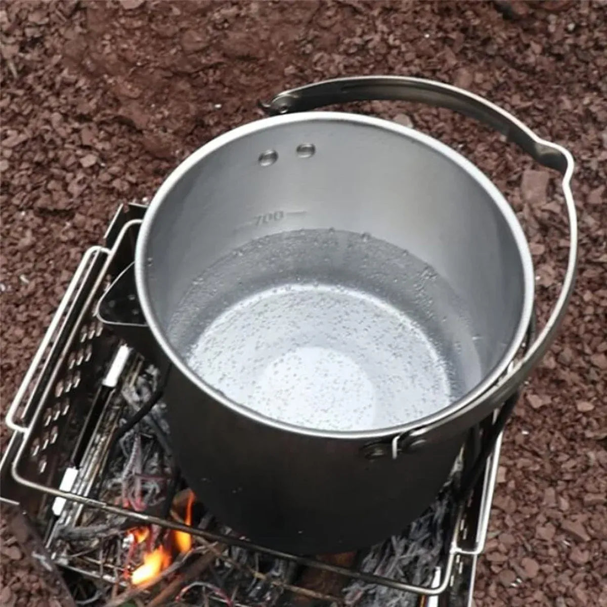 1.2L Portable Stainless Steel Camping Kettle Cookware For Hiking Outdoor Picnic