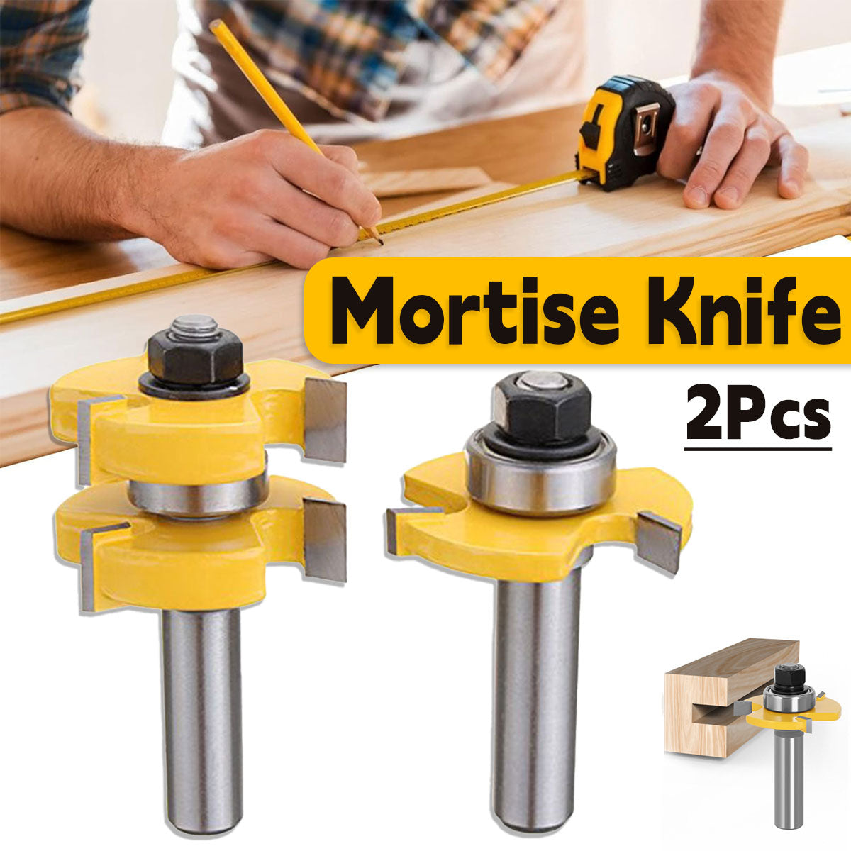 Tenon Milling Cutter Set Three Tooth T Slot Splice Square Tooth Router Bit