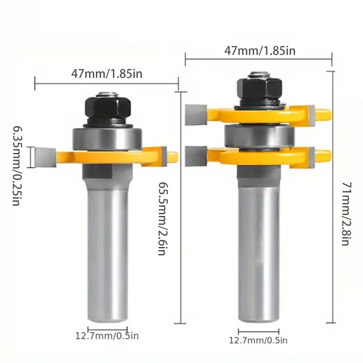 Tenon Milling Cutter Set Three Tooth T Slot Splice Square Tooth Router Bit