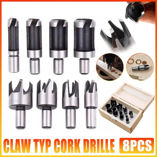 8 PCS Wood Plug Hole Cutter Dowel Maker Cutting Tools Shank Drill Bits