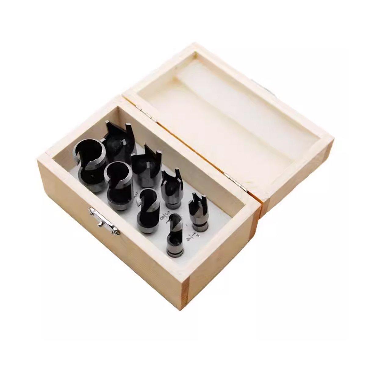 8 PCS Wood Plug Hole Cutter Dowel Maker Cutting Tools Shank Drill Bits