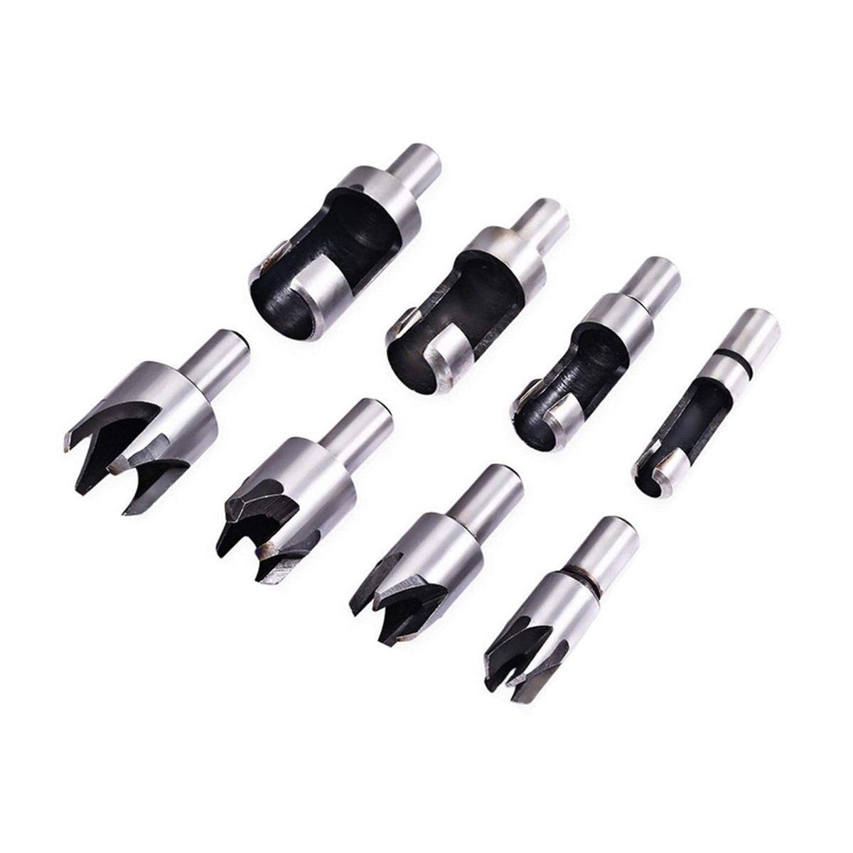 8 PCS Wood Plug Hole Cutter Dowel Maker Cutting Tools Shank Drill Bits