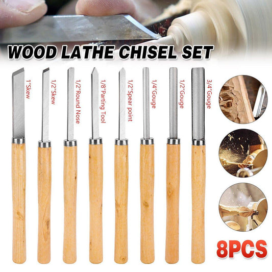 8X Heavy Duty HSS Wood Lathe Chisel Set Turning Wood Tools