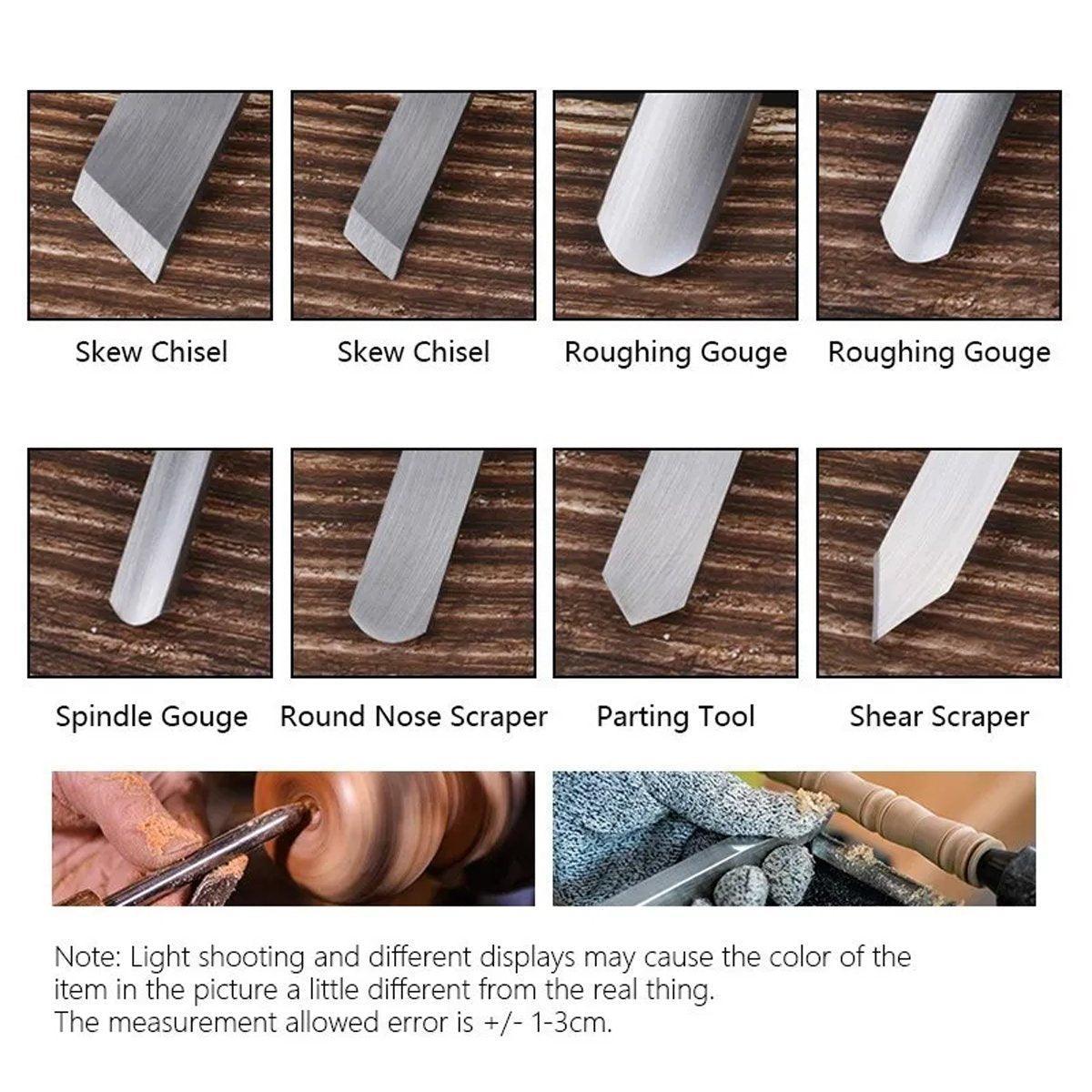 8X Heavy Duty HSS Wood Lathe Chisel Set Turning Wood Tools