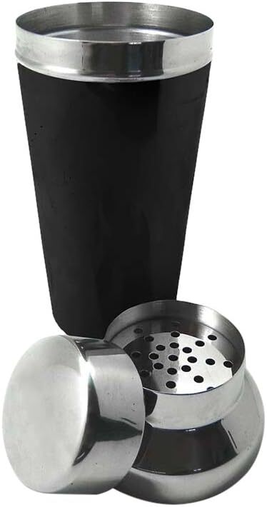 Vin Bouquet Cocktail Shaker with Strainer in Silver/Black