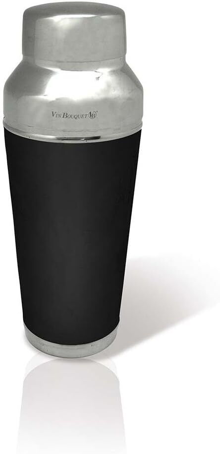 Vin Bouquet Cocktail Shaker with Strainer in Silver/Black
