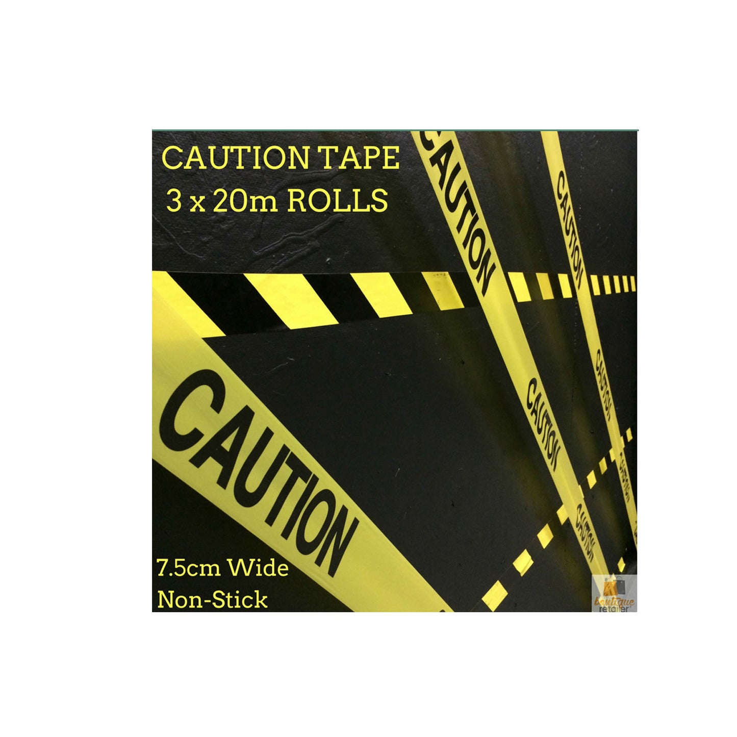 CAUTION TAPE Yellow Safety Warning Barricade Strip Tape Non-Stick 20m