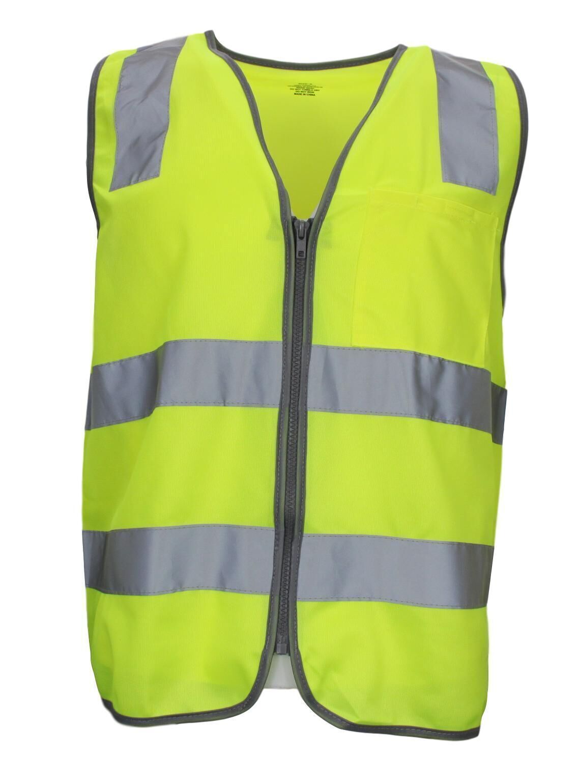 Hi Vis Safety Vest Reflective Tape Zip Up Workwear Pocket - M