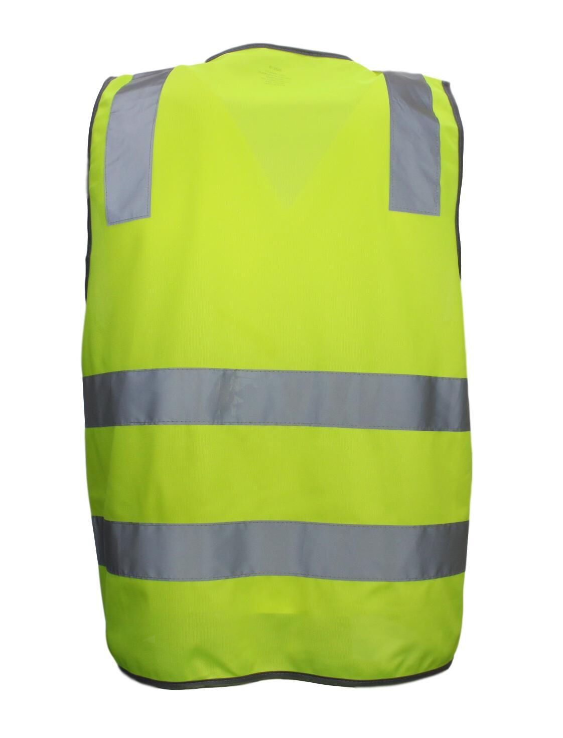 Hi Vis Safety Vest Reflective Tape Zip Up Workwear Pocket -S