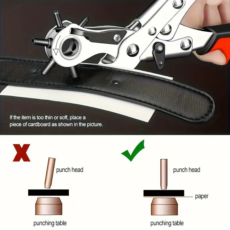 Multi-Size Leather Belt Eyelet Hole Punch Plier Revolving Handcraft Tool